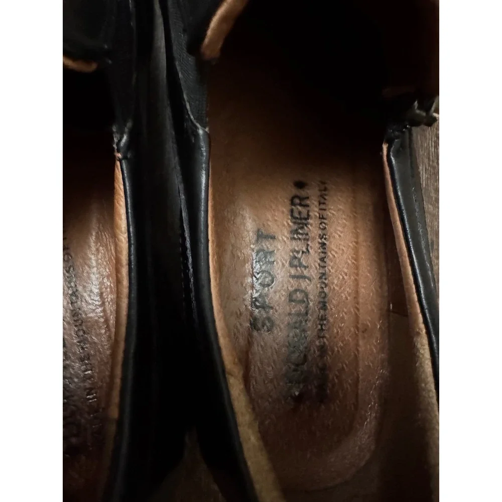 Donald J Pliner Sport Black Leather Zip Loafers Lug Sole Women's 8M